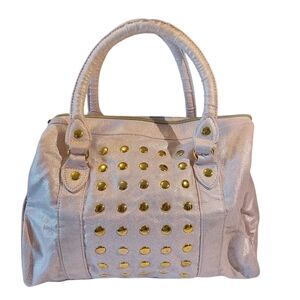 Justin Bieber Frangrances Faux Suede Cloth Lavender Gold Studded Bag EUC